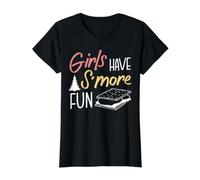 Biscuit Graham Cracker Girls Have S'more Fun Camping T-Shirt Graphique avec Valeur, Femme, Noir, L