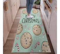 Biscuit - Tapis de couloir de Noël ludique, sucre d'orge, menthe poivrée, tapis rectangulaire antidérapant pour intérieur, ne perd pas ses poils pour cuisine, entrée, buanderie, décoration de chevet