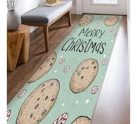 Biscuit Tapis de couloir de Noël ludique, sucre d'orge, menthe poivrée, tapis rectangulaire antidérapant pour intérieur, ne perd pas ses poils pour cuisine, couloir, buanderie, entrée, décoration de