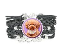 Biscuits À Breloques Animaux Teddy Dog, Bracelet Ajustable En Cuir Tressé | Multistrat,Punk,Bracelet,Fait main,Offre,Bangle,Accessoire,Amie,Amoureux,Ethnique,Amitié,Anniversaire,Noël,Musique,Art