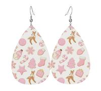 Biscuits Au Pain D'Épices Roses De Noël Boucles D'Oreilles En Cuir Légères Boucle D'Oreille Tendance Pendantes D'Oreille Pour Quotidien Femme