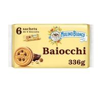 Biscuits Baiocchi snack fourrés aux noisettes et cacao MULINO BIANCO - le paquet de 6 sachets Lot De 4 - Par Lot