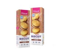 Biscuits Fourrés | 4 Sachets de 2 Biscuits | Riche en Fibres | Sans Gluten ni Huile de Palme et Végan | Laboratoire Milical (Chocolat) (Lot de 2)