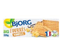 Biscuits fourrés saveur vanille bio - paquet de 225 g - sans huile de palme, source de fibres, riches en céréales - Lot de 3