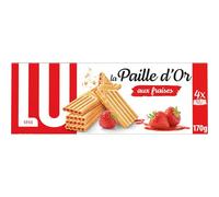 Biscuits gaufrettes fourrées aux fraises et fraises des bois La Paille d'Or LU - La boîte de 4 sachets - 170 g Lot De 4 - Par Lot