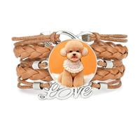 Biscuits Infinity Happiness, Teddy Dog, Bracelet Ajustable En Cuir Tressé