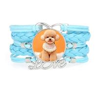 Biscuits Infinity Happiness, Teddy Dog, Bracelet Ajustable En Cuir Tressé