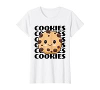 Biscuits Mignons et adorables Biscuits aux pépites de Chocolat Kawaii T-Shirt Graphique avec Valeur, Femme, Blanc, M