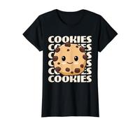 Biscuits Mignons et adorables Biscuits aux pépites de Chocolat Kawaii T-Shirt Graphique avec Valeur, Femme, Noir, L