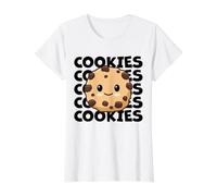 Biscuits Mignons et adorables Biscuits aux pépites de Chocolat Kawaii T-Shirt Graphique avec Valeur, Femme, Blanc, L