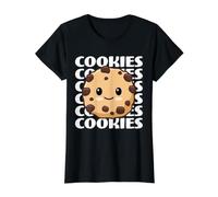 Biscuits Mignons et adorables Biscuits aux pépites de Chocolat Kawaii T-Shirt Graphique avec Valeur, Femme, Noir, S