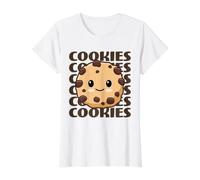 Biscuits Mignons et adorables Biscuits aux pépites de Chocolat Kawaii T-Shirt Graphique avec Valeur, Femme, Blanc, L