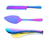 Bisda 3 Pièces Pelle à Gâteau Arc en Ciel Couteau à Gâteau Pince à Pain en Acier Inoxydable, Pelles à Tarte Serveur pour Pizza, Pâtisserie, Fromage