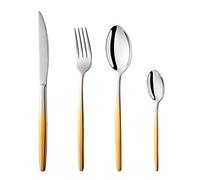 Bisda Gold Couleur Poignée Couverts En Acier Inoxydable Couverts Ensemble 4 pièces Argenterie Ensemble Service pour 1, Cuillère Fourchette Couteaux Cuillères À Café Ensemble, Va Au Lave-Vaisselle