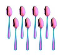 BISDARUN Cuillere a Cafe Expresso Arc En Ciel Inox 18/10 Petite Cuillère à Dessert 13,5 cm/5,3 Inch Cuillères à thé Lot de 8 Cuillère à Moka
