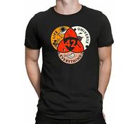 BISEGRLIN Men's 42 The Answer to Life The Universe and Everything Funny Men Cotton Black T-Shirts Black 3XL