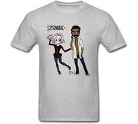 BISEGRLIN Men's Izombie Liv and Ravi Chibi Arge T-Shirts Grey L