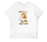 BISEGRLIN Men's Mr. Potato Head Dancing Drop It Like It's Hot Toy T-Shirts White XL