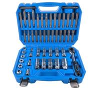 Bisenya 50 Pièces Kit d'outils de démontage d'amortisseur - Outils de Démontage d'amortisseurs de Voiture, Jeu de Clés à Douille pour Amortisseurs avec Clé à Cliquet, Adaptateur 3/8" et 1/2"