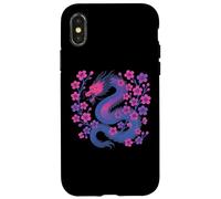 Bisexual Japanese Dragon Bi Pride Flag Colors Floral Coque pour iPhone X/XS