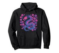 Bisexual Japanese Dragon Bi Pride Flag Colors Floral Sweat à Capuche