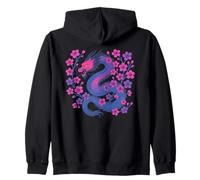 Bisexual Japanese Dragon Bi Pride Flag Colors Floral Sweat à Capuche