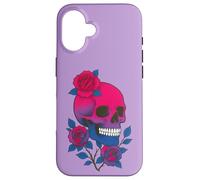Bisexual Skull Bi Pride Colors Roses Floral Vintage Coque pour iPhone 16