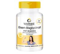 Bisglycinate de fer plus acérola - 120 comprimés 40 mg de fer élémentaire de notre propre fabrication - hautement dosé - végan | Warnke Vitalstoffe - Qualité des pharmacies allemandes