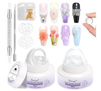 BISHENGYF 30g Gel 3d Nail Art,2 Pcs Perle De SirèNe Claire Gel 3d,Pas De BâTon Solid Nail Glue Pour La Sculpture D’Extension De Clou Avec Le Moule En Silicone 3d Pour Nail Art Home(Argent)