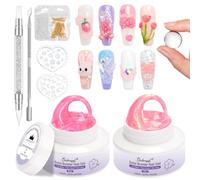 BISHENGYF 3d Gel Nail Art,Grande Capacité Transparent 2pcs 30g Perle De SirèNe Non Collante Gel 3d Ongle,Sculpture Claire Ongle 3d Pour Extension Nail Art Salon Hom Diy Comprend Moules (Rose)