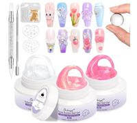BISHENGYF Clair Gel 3d Nail Art,3 Pcs 30g Grande Capacité Gel Ongle 3d,Sans BâTon Solid Nail Glue Stylos En Silicone 3d Et Outils De Moule Pour Ongles Extension Salon Manucure Maison Diy(Rose)