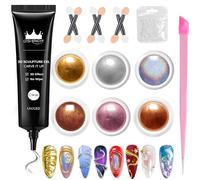 BISHENGYF Ensemble de poudre à ongles chrome or et argent avec gel 3D sans besoin de nettoyage - 15 g de nail art métallique à effet miroir longue durée, poudre chrome bronze/cuivre/laser nacré pour