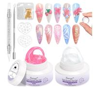 BISHENGYF Gel 3d Nail Art,Grande Capacité Transparente Gel 3d,2pcs 30g Non-Collant Solid Nail Glue ,Rose Pink Mermaid Pearl Ongle Pour Extension D'Ongle Nail Art Les Moules Et Autres Outils