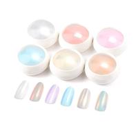 BISHENGYF Poudre Chrome Ongle Effet Fée - Effet Miroir Brillant Pailleté avec Perle Blanc - Irisée Mermaid Aurora pour Nail Art DIY