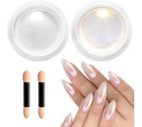 BISHNGYF Perle Poudre Chrome Ongle【Super Brillant】Poudre à Ongles Paillettes Transparente Aurora Ice Effect Chrome Pigment, pour Glazed Donut Nails Chrome Ongle, Pearl Chrome Nails
