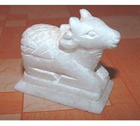 BishtHub Statue en marbre blanc Nandi Idol - Petite sculpture - Pièce d'exposition pour décoration d'intérieur - 5,1 cm de hauteur