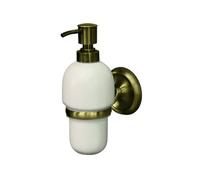 Bisk 02213 Distributeur de Savon en céramique avec Support en Laiton Antique 8 x 11,5 x 20 cm