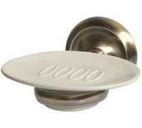 Bisk 00405 Distributeur de Savon en céramique avec Support en Laiton Antique 13 x 12 x 7,5 cm