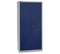 BISLEY Armoire à Portes battantes Universelle, 4 étagères galvanisées, 5 Oh, métal, Corps 505 Gris Clair, façades Bleu Oxford, 50 x 91,4 x 195 cm