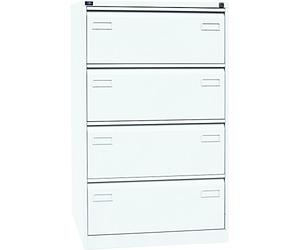 Bisley LIGHT Armoire de classement Suspendue, à Double étagère, DIN A4, 4 tiroirs HR, métal, 696, Blanc trafic, 62,2 x 80 x 132,1 cm