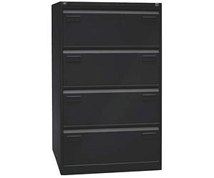 Bisley LIGHT Light Armoire de Rangement Suspendue à Double étagère, Format A4, 4 tiroirs HR, Acier, 633, Noir, 62,2 x 80 x 132,1 cm