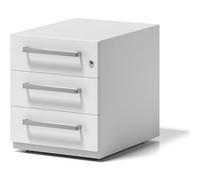 BISLEY Meuble Roulant Note avec poignée, 3 tiroirs universels, métal, 696, Blanc signalisation, 56,5 x 42 x 49,5 cm