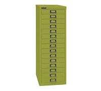 BISLEY MultiDrawer Série 39, DIN A4, 15 tiroirs, métal, 604, Vert, 38 x 27,9 x 86 cm