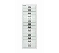 BISLEY MultiDrawer, série 39, Format A4, 15 tiroirs, Métal, 696 Blanc de Circulation, 38 x 27,9 x 86 cm