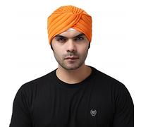 BISMAADH Sikh Tradition Turban prêt à l'emploi Dastar Pagri pour Homme, Orange, Taille Unique
