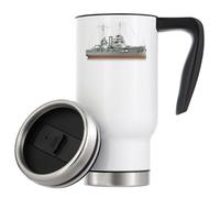 Bismarck Mug isotherme de voyage Motif navire de combat Kriegsmarine Blanc 480 ml