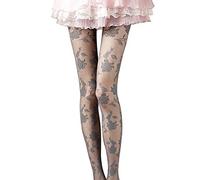 bismarckbeer Collant sexy en dentelle pour femme Motif rose - Gris - Taille Unique