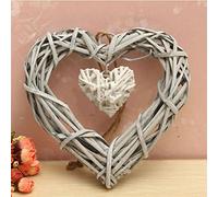 bismarckbeer Décoration murale en osier avec double cœur - Décoration de fête de mariage - Accessoires de photographie