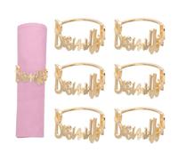Bismillah Lot de 6 ronds de serviette en métal avec lettre de l'alphabet pour mariage, fête, ramadan, banquet, décoration de table