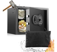 Bisofice 25L Coffre Fort Code et Clé, avec Anti Feu et Etanche Sacs, étagère Amovible et Système D'alarme, Coffre Fort à Domicile/Bureaux, Coffre Fort Arme Bijoux, Médicaments, Documents